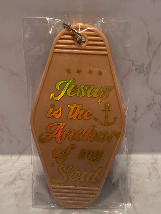 “Jesus is the anchor  of my soul” classic motel style keychain