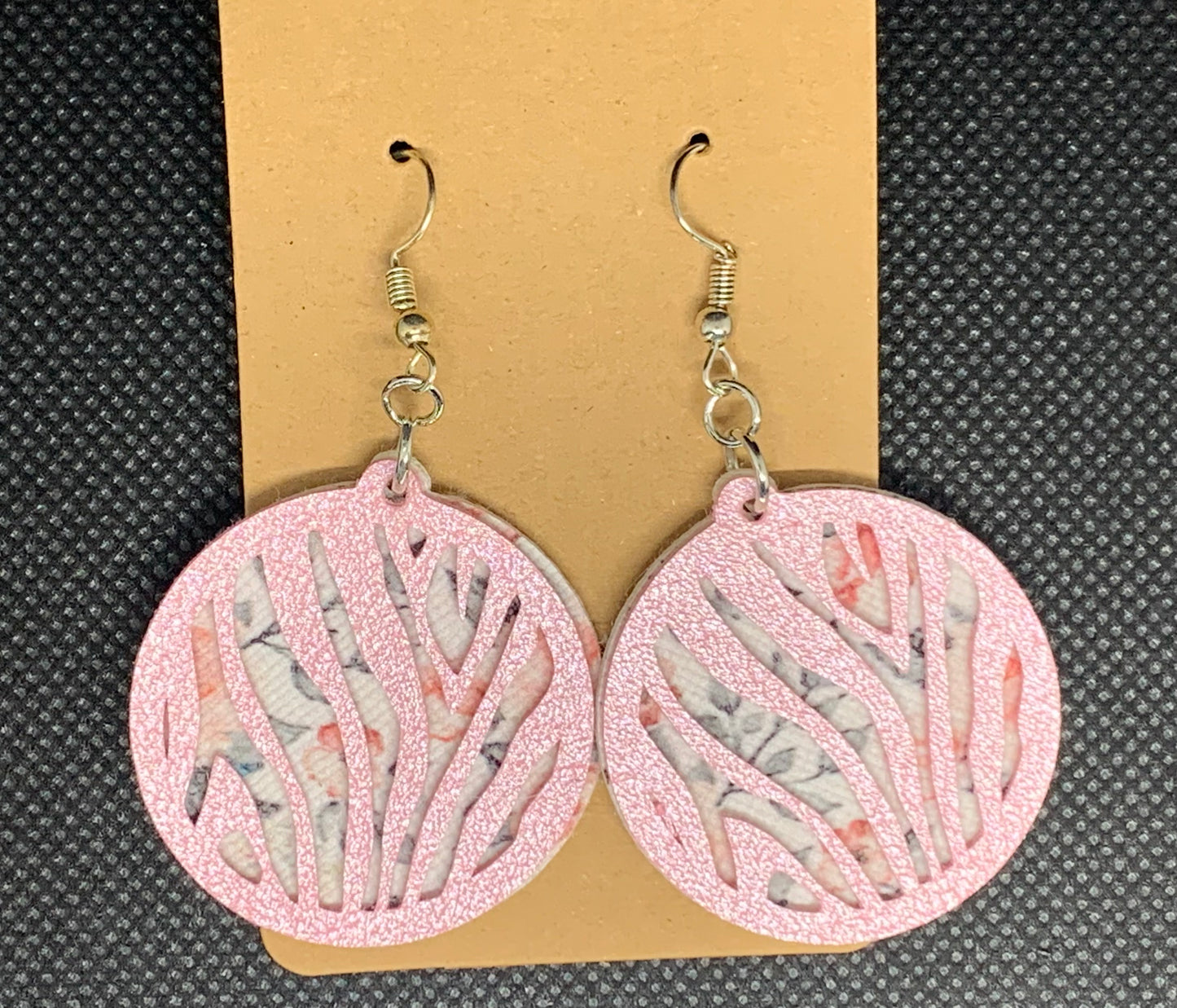 Pink Sparkle and Pink Rose Dangle Earrings