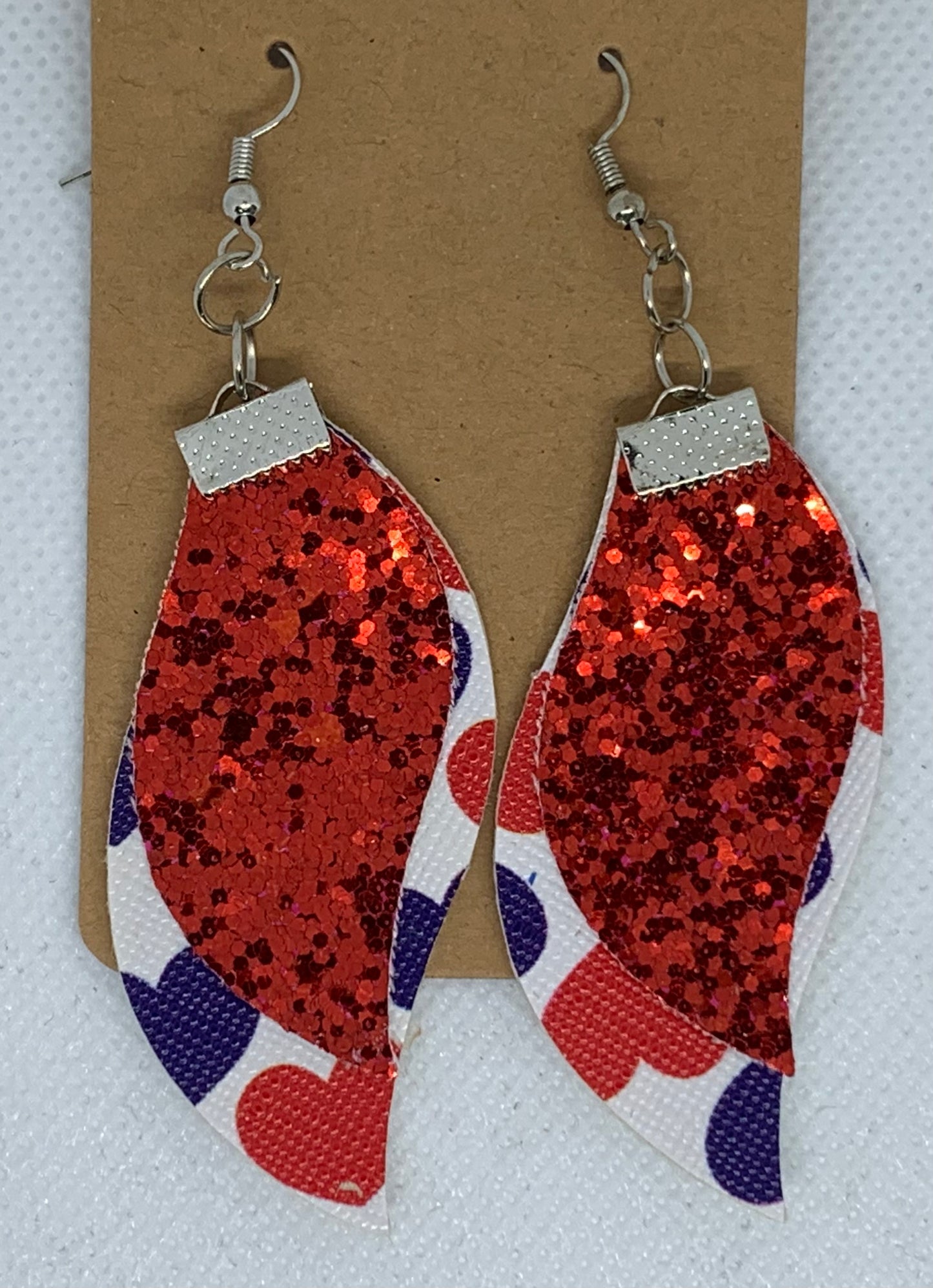 Red, White and Blue Sparkle Dangle Earrings