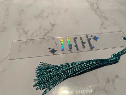 “A book a day keeps reality away” holographic bookmark - silver