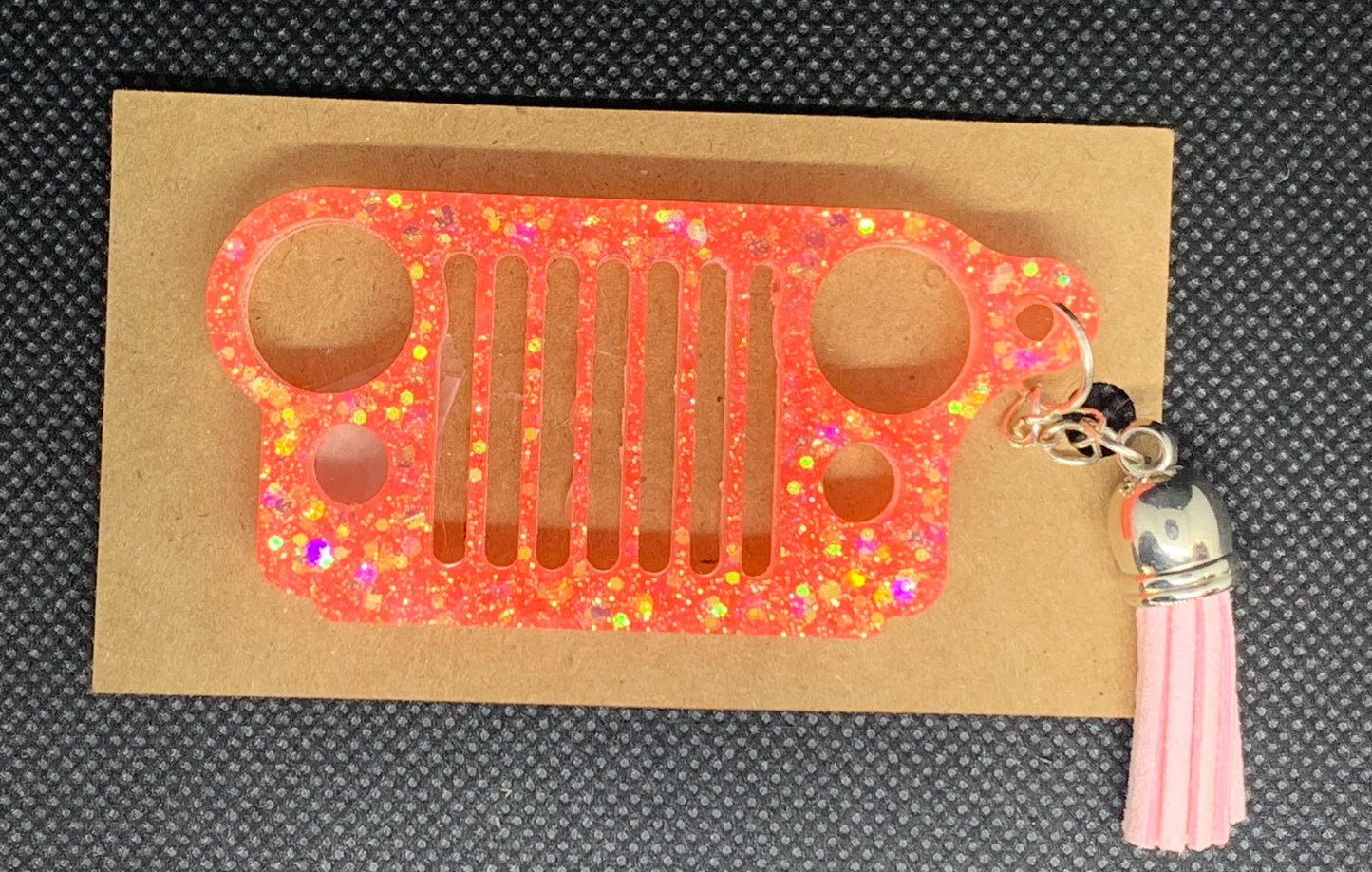 Jeep Grill Sparkle Resin Keychain