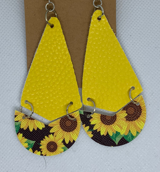 Yellow and Sunflower Dangle Earrings