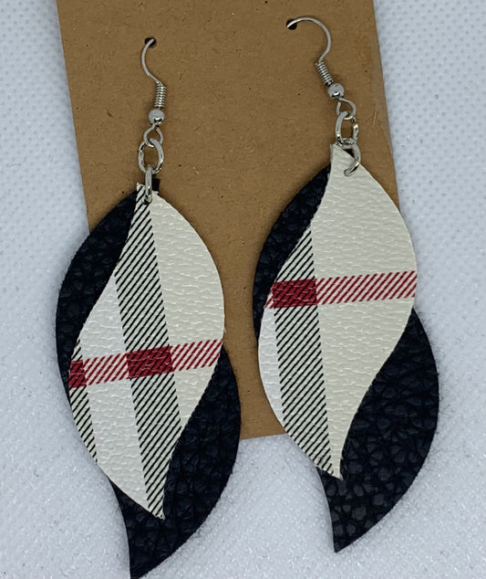 Red, White, and Black Dangle Earrings