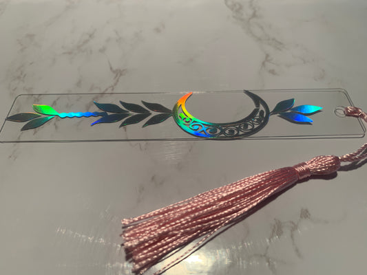 Moon holographic bookmark - silver