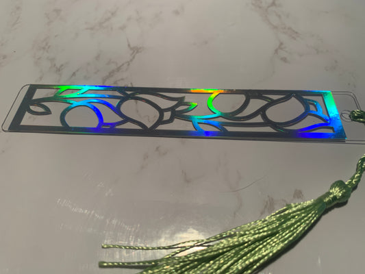 Tulip holographic bookmark - silver