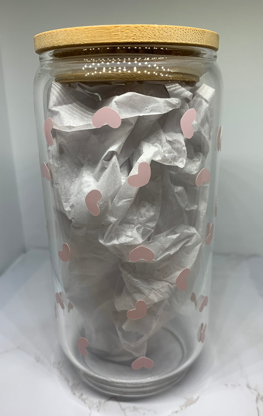 Pink Heart Glass Tumbler